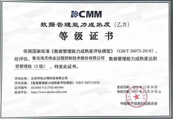 喜讯 | 海天炜业成功通过DCMM二级认证，数据管理迈入新阶段